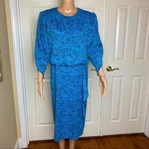 Jenny Vintage 80's Rose Pattern Secretary Dress NS